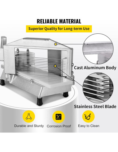 Cortador de Tomate Comercial Happybuy 1/4" con Tabla de Corte