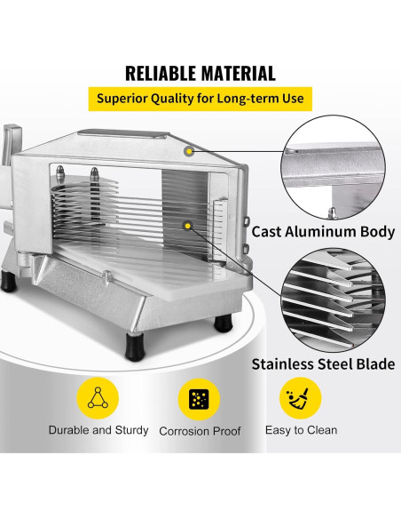 Cortador de Tomate Comercial Happybuy 1/4" con Tabla de Corte