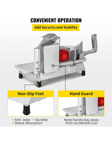 Cortador de Tomate Comercial Happybuy 1/4" con Tabla de Corte