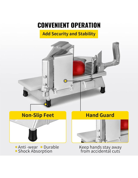 Cortador de Tomate Comercial Happybuy 1/4" con Tabla de Corte