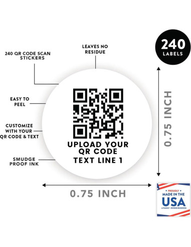 240 Etiquetas Personalizadas de Código QR Andaz Press 2 cm