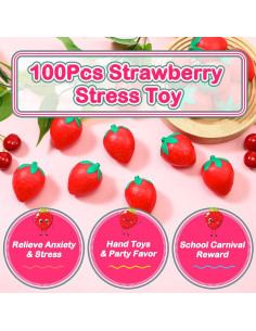 24 Pelotas de Estrés de Fresa Geosar - Juguetes Antiestrés 5.1 cm 2