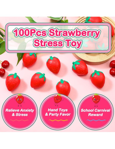 24 Pelotas de Estrés de Fresa Geosar - Juguetes Antiestrés 5.1 cm