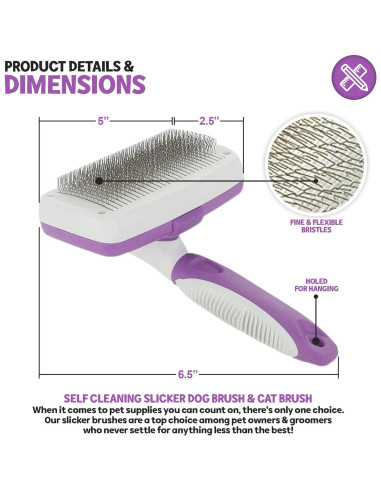 Cepillo Desenredante Autolimpiante Poodle Pet 16.5 cm