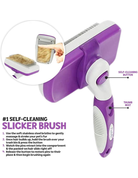 Cepillo Desenredante Autolimpiante Poodle Pet 16.5 cm