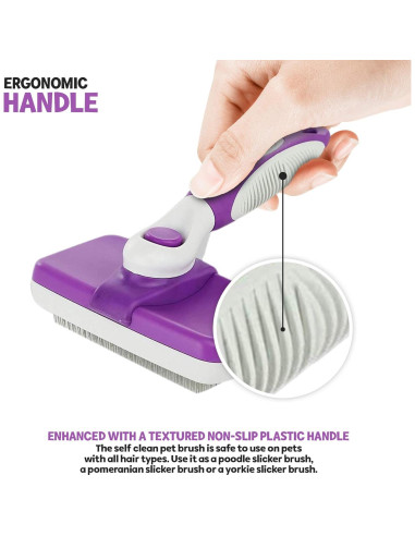 Cepillo Desenredante Autolimpiante Poodle Pet 16.5 cm