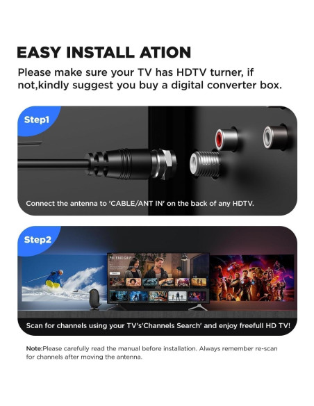 Antena de TV Interior FESAS 5.49 m Rango 1287 km 1080p 4K Antena de TV Interior FESAS 5.49 m Rango 1287 km 1080p 4K