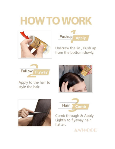 Kit de Estilo de Cabello AnWoor: Cera, Cepillo y Peine 4 Piezas