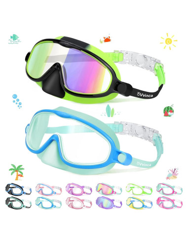 Gafas de Natación Vvinca para Niños 3-6 Años con Cubierta Nasal