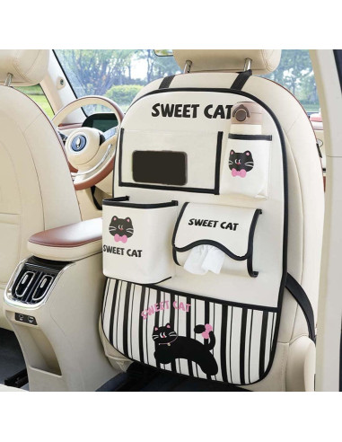 Organizador de Asiento Trasero YUNZLAN de Cuero Sintético Beige