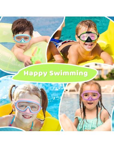 Gafas de Natación Vvinca para Niños 3-6 Años con Cubierta Nasal