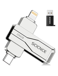 Unidad Flash USB 256GB SCICNCE para iPhone y iPad - Metal Plata