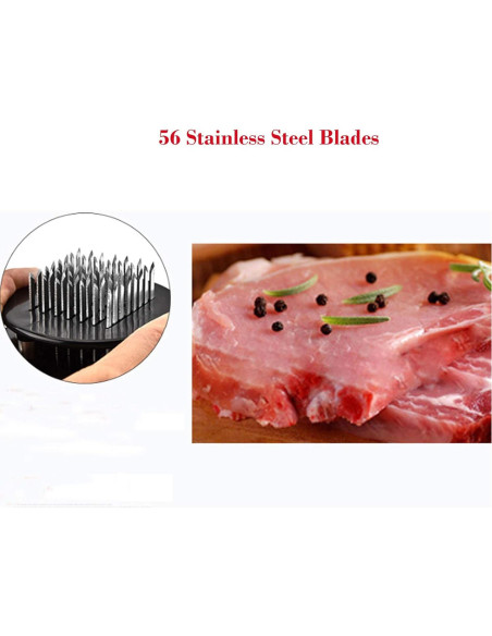 Ablandador de Carne TCCMEIR Acero Inoxidable 56 Agujas Negro