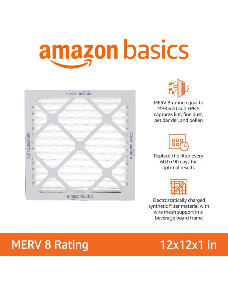 Filtros de Aire Amazon Basics MERV 8 12x12x1 Paquete de 6