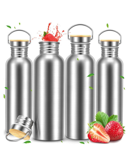 Botellas de Agua Acero Inoxidable CHENGU 4 Piezas 1000 ml Botellas de Agua Acero Inoxidable CHENGU 4 Piezas 1000 ml