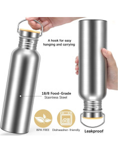 Botellas de Agua Acero Inoxidable CHENGU 4 Piezas 1000 ml 2