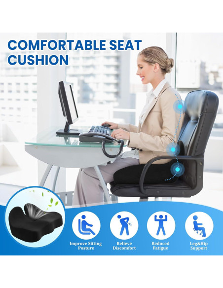Cojín de Asiento CushZone Extra Grande Espuma Viscoelástica Negro