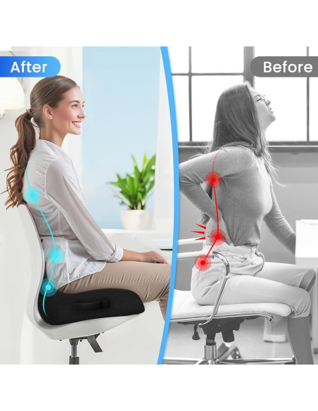 Cojín de Asiento CushZone Extra Grande Espuma Viscoelástica Negro