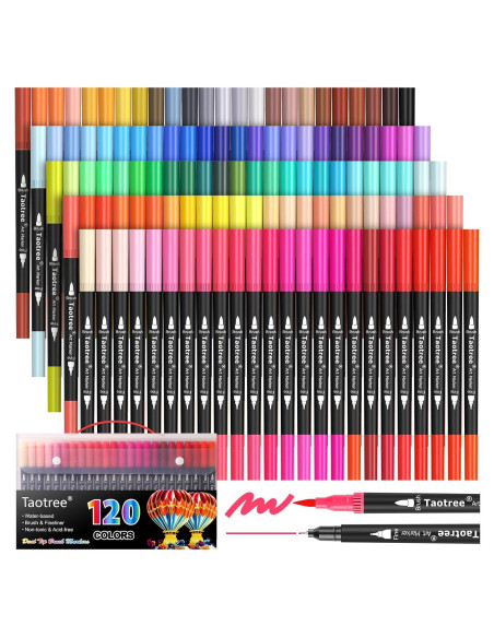Marcadores Doble Punta Taotree 120 Colores 0.5mm