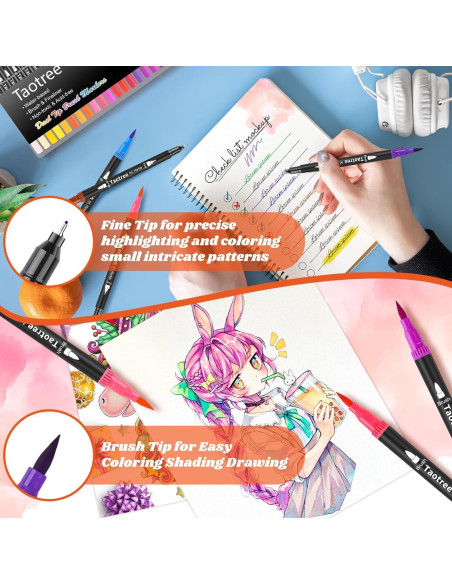 Marcadores Doble Punta Taotree 120 Colores 0.5mm