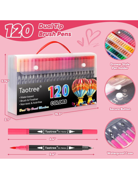 Marcadores Doble Punta Taotree 120 Colores 0.5mm