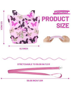 Arnés Antipérdida para Niños MTOMUYA Rosa Ajustable 1-5 Años 2