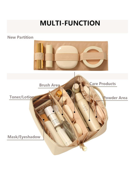 Organizador de Maquillaje de Viaje Omeily Beige 24.1x13.2x13.2 cm