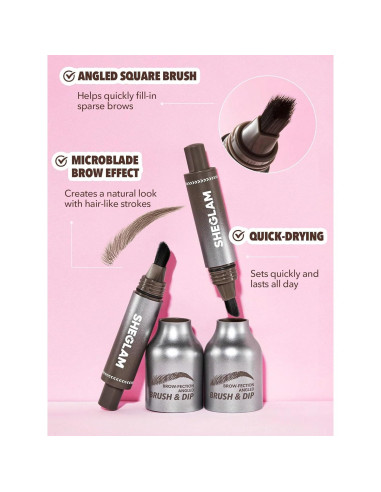 Pincel Angulado y Lápiz de Cejas SHEGLAM Ash 9.19 cm
