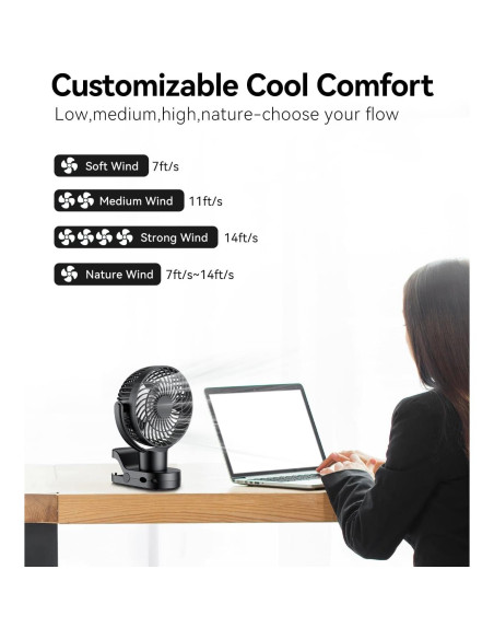 Ventilador Portátil Recargable Dainlin C6 PLUS 10000mAh Oscilante