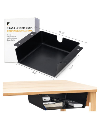 Organizador de Cajones para Escritorio OrgaFocus - Paquete de 2, Negro