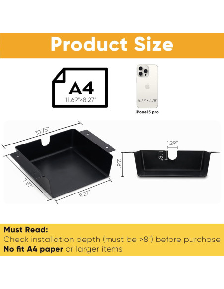 Organizador de Cajones para Escritorio OrgaFocus - Paquete de 2, Negro Organizador de Cajones para Escritorio OrgaFocus - Paquete de 2, Negro