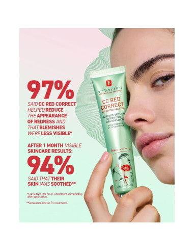 Erborian CC Red Corrector Verde 14g - Cuidado Piel Coreano SPF 25