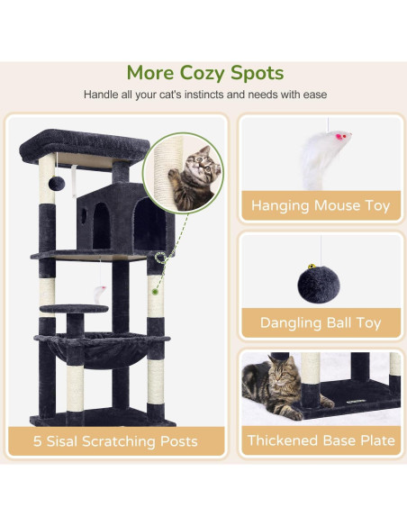 Torre de Árbol para Gatos Globlazer F53 135cm Gris Oscuro