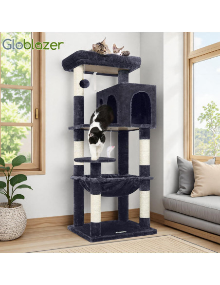 Torre de Árbol para Gatos Globlazer F53 135cm Gris Oscuro