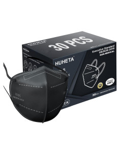Mascarillas HUHETA KN95 Paquete de 30 Unidades Negra 5 Capas