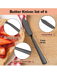Juego de 6 cuchillos para untar mantequilla E-far 18/0 17.78 cm 2