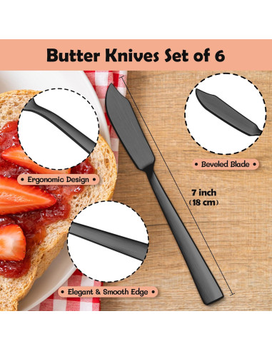 Juego de 6 cuchillos para untar mantequilla E-far 18/0 17.78 cm