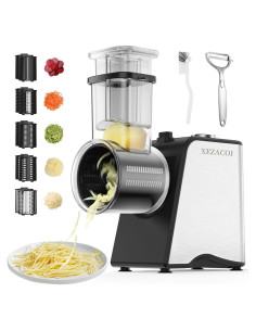 Rallador de Queso Eléctrico Xezacoi 250W 5 en 1 con 5 Cuchillas