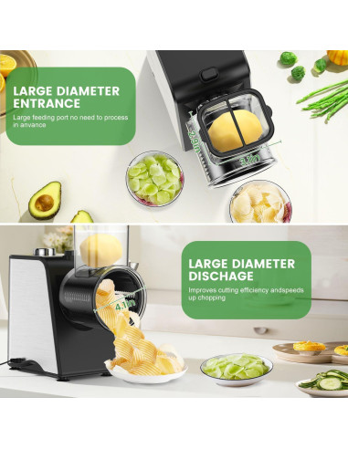 Rallador de Queso Eléctrico Xezacoi 250W 5 en 1 con 5 Cuchillas