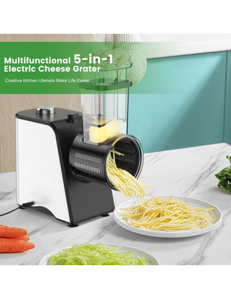 Rallador de Queso Eléctrico Xezacoi 250W 5 en 1 con 5 Cuchillas