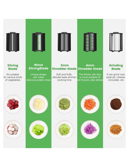 Rallador de Queso Eléctrico Xezacoi 250W 5 en 1 con 5 Cuchillas