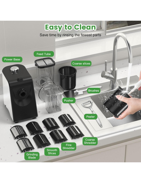 Rallador de Queso Eléctrico Xezacoi 250W 5 en 1 con 5 Cuchillas