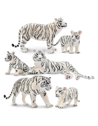 Set de Figuras de Tigres Blancos TOYMANY 6PCS 10 cm