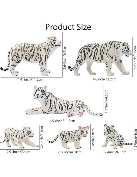 Set de Figuras de Tigres Blancos TOYMANY 6PCS 10 cm