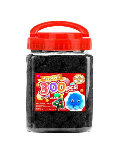 Pompones Negros IOOLEEM 300pcs 2.5cm para Manualidades