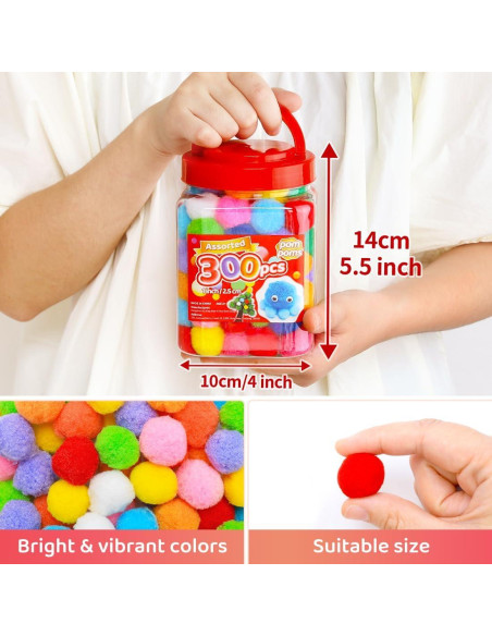 Pompones Negros IOOLEEM 300pcs 2.5cm para Manualidades