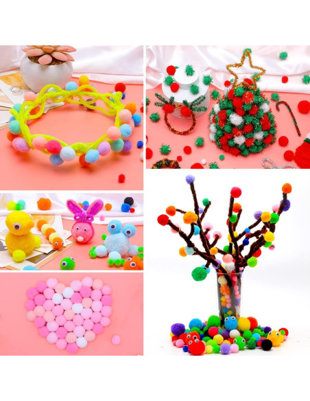 Pompones Negros IOOLEEM 300pcs 2.5cm para Manualidades