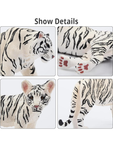 Set de Figuras de Tigres Blancos TOYMANY 6PCS 10 cm