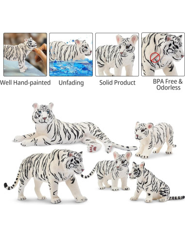Set de Figuras de Tigres Blancos TOYMANY 6PCS 10 cm
