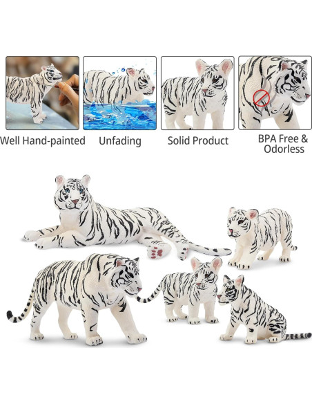 Set de Figuras de Tigres Blancos TOYMANY 6PCS 10 cm